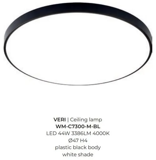 Plafoniera LED moderna design slim VERI 47cm, negru