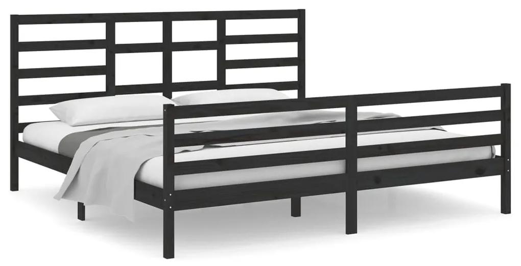 3105884 vidaXL Cadru de pat, negru, 200x200 cm, lemn masiv
