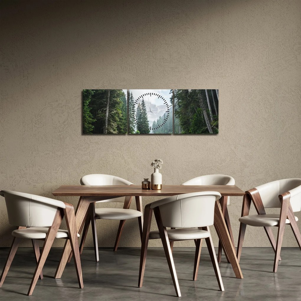 Tablou lacului în pădure (cu ceas) (90x30 cm)