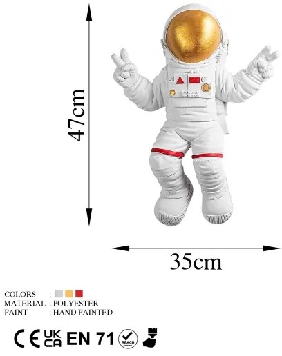 Decorațiune de perete 47x35 cm auriu astronaut