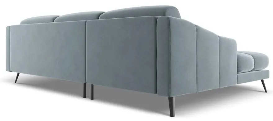 Colțar albastru deschis cu tapițerie din catifea (cu colț pe partea stângă) Nalu – Makamii