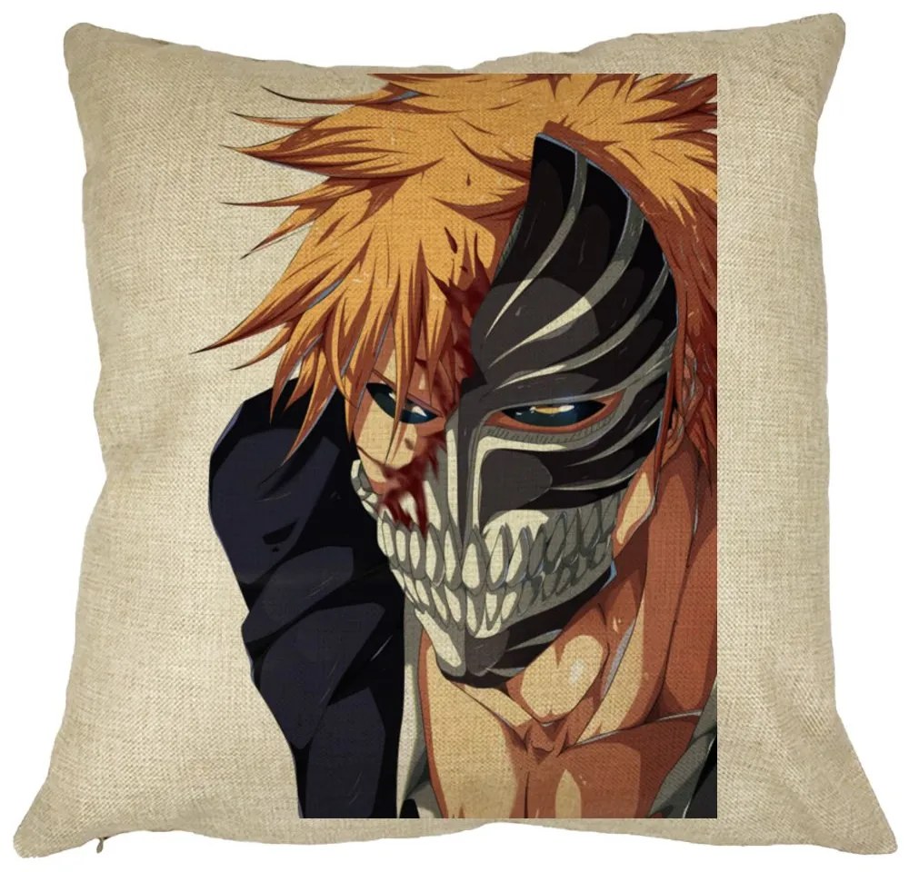 Perna Decorativa cu Bleach Hollow Ichigo, 40x40 cm, Husa Detasabila, Burduf