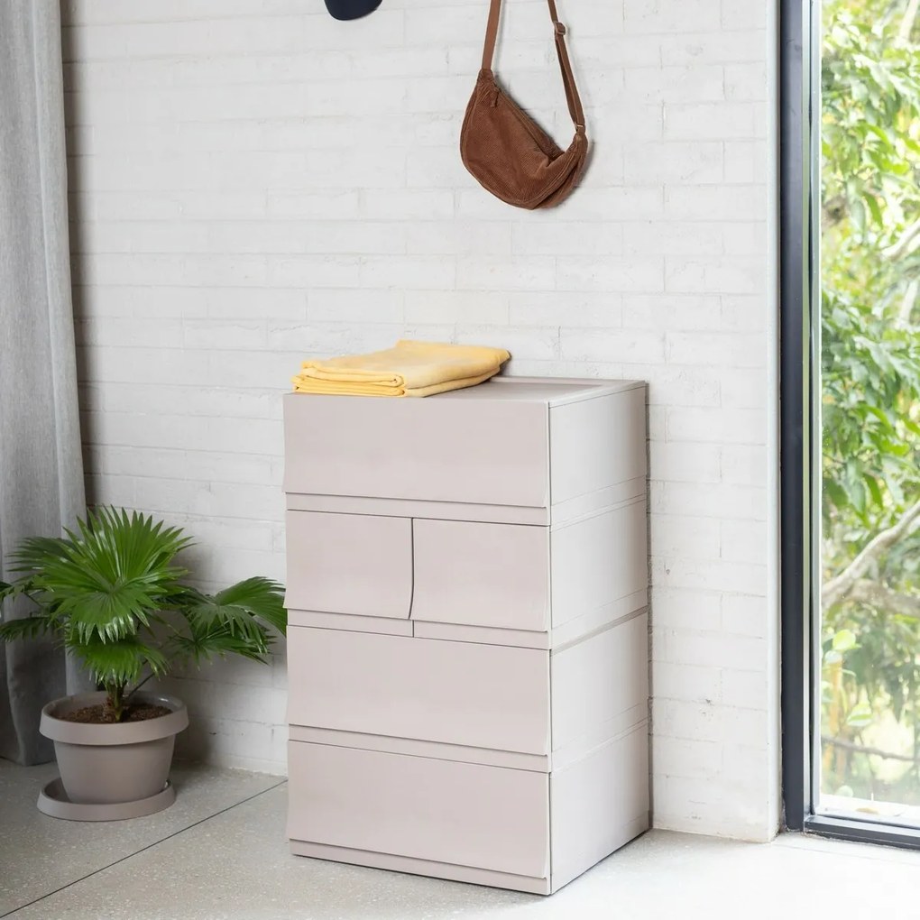 Cutie de depozitare modulară Wave Wood cu roți 54,6 x 43,4 x 22 cm, Larg - 1 sertar - rotițe