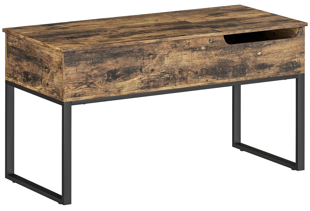HOMCOM Masă de Cafea Extensibilă cu Encimera Desfășurabilă Închidere Moale Spațiu Ascuns de Depozitare 100x45x67 cm Marrón Rústico | Aosom Romania
