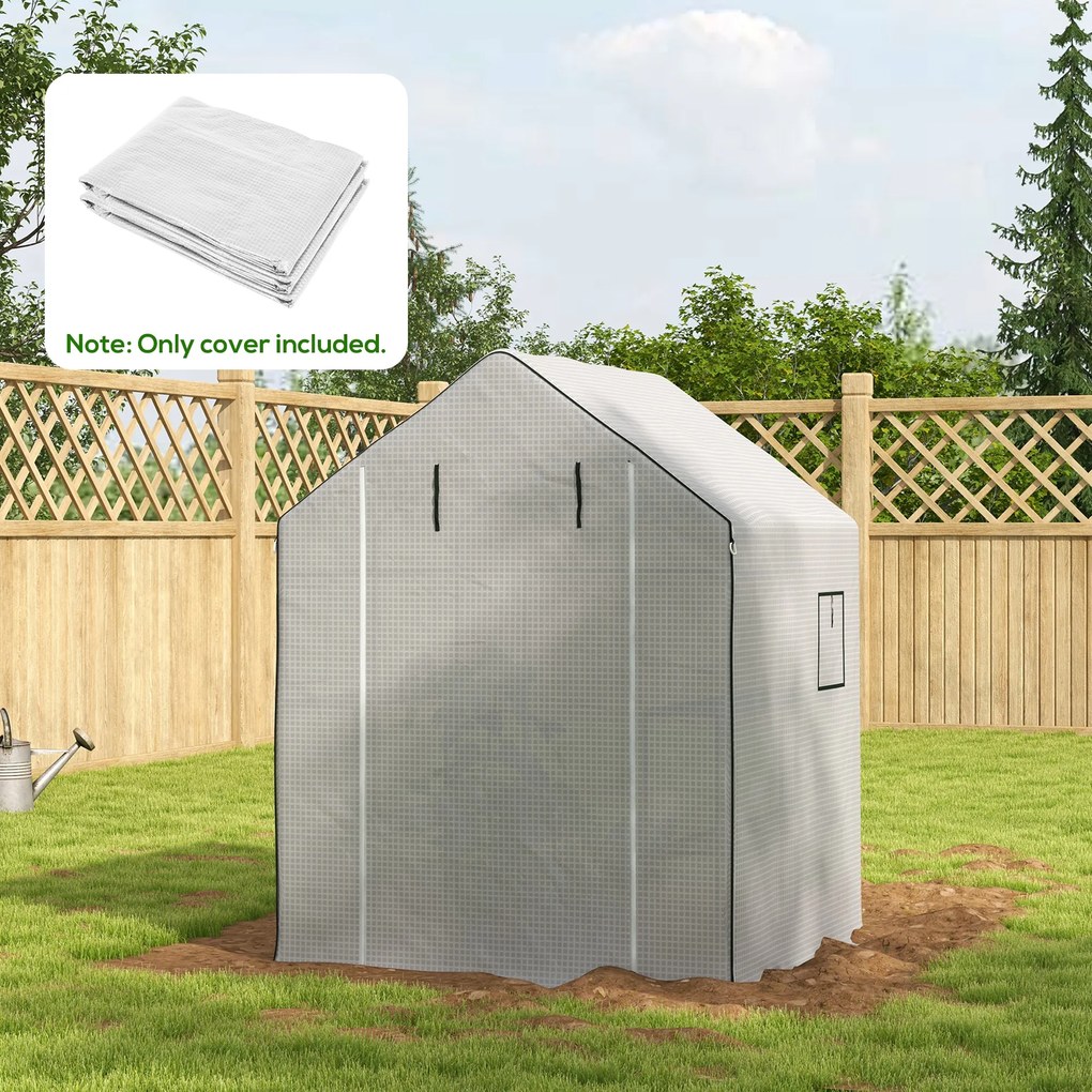 Outsunny Acoperiș de Înlocuire pentru Seră Walk-in din PE cu Ușă Rulabilă și Ferestre, 140 x 143 x 190cm, Alb | Aosom Romania