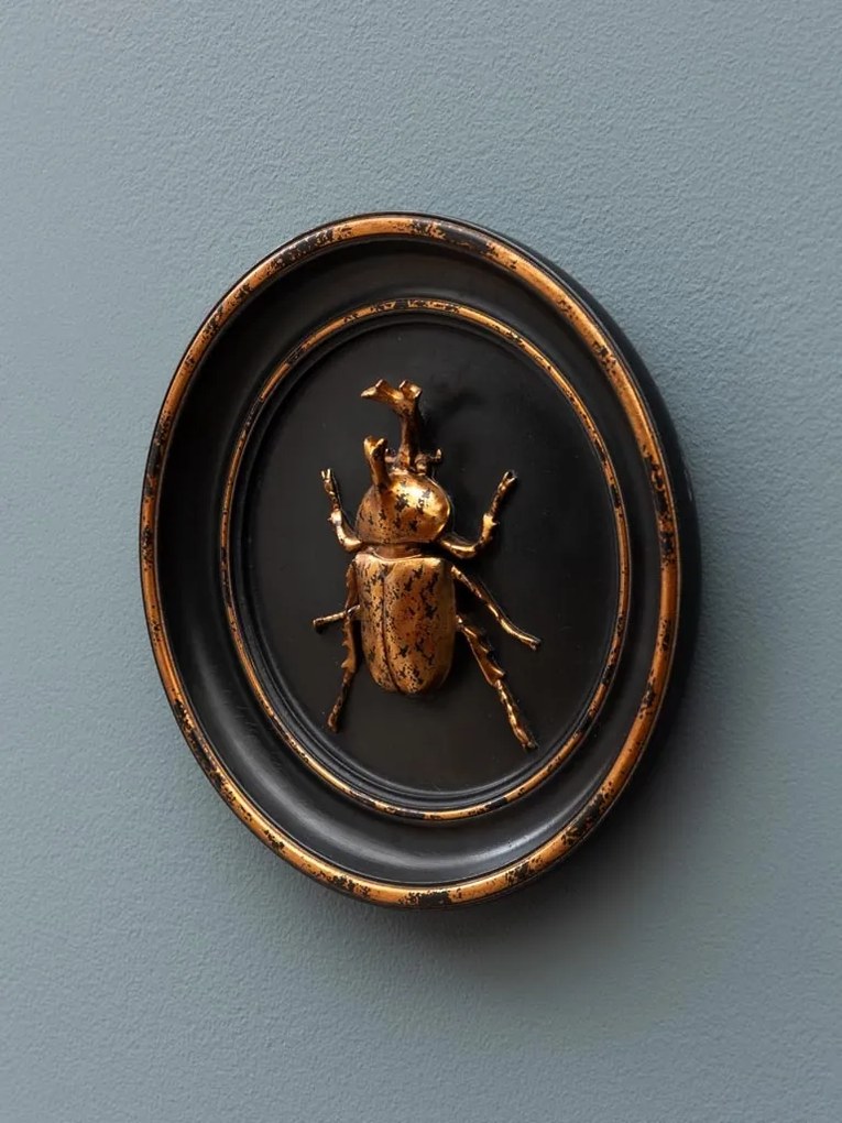 Decoratiune de perete din rasina, aspect vintage, Rhinoceros Beetle