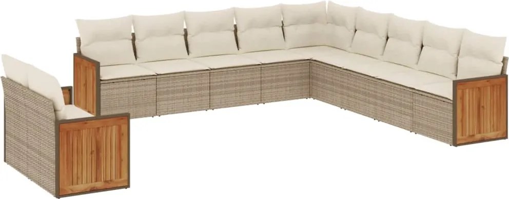 vidaXL Set canapele de grădină cu perne, 11 piese, bej, poliratan