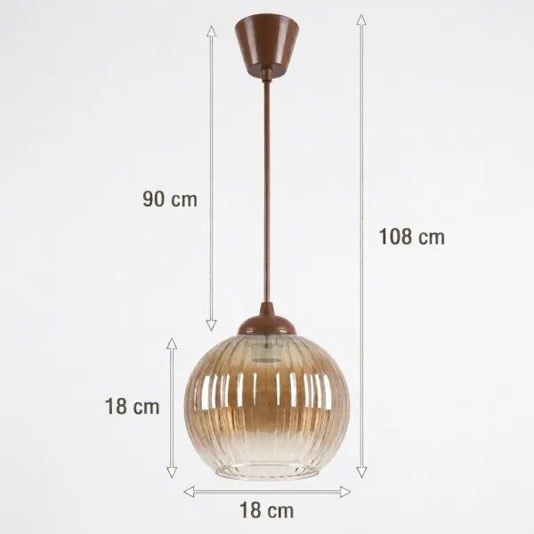 Brilagi - Lampă LED suspendată pe cablu R GLASS 1xE27/60W/230V Ø 18 cm maro/maro fumuriu