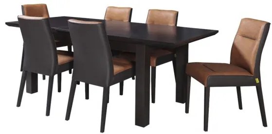 Set masa extensibila Fiona cu 6 Scaune, Brun inchis