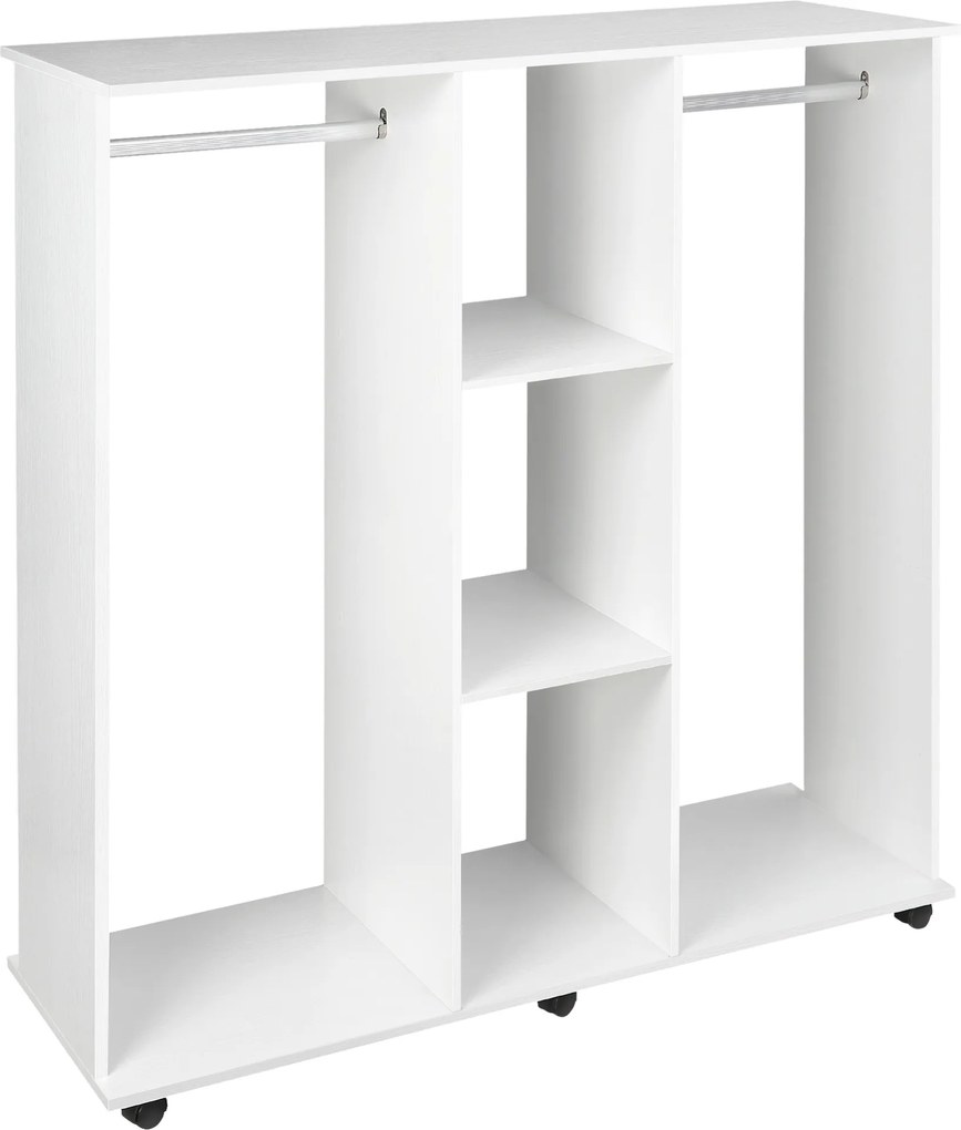 HOMCOM Dulap cu 5 Rafturi și 6 Roți, 120x40x128 cm, Negru | Aosom Romania
