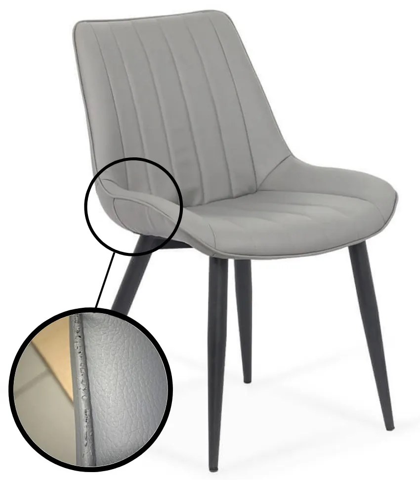 RESIGILAT - Scaun dining piele ecologica BUC 203 gri