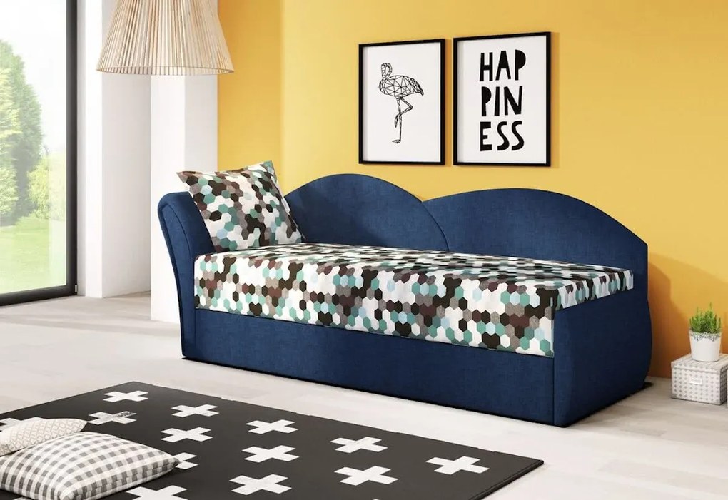 Supermobel Canapea extensibilă AGATA, 200x80x75, ac1 + albastru închis (ac1/alova79), stânga