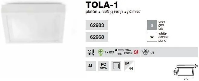 Plafonier de baie IP44 Tola-1 62983