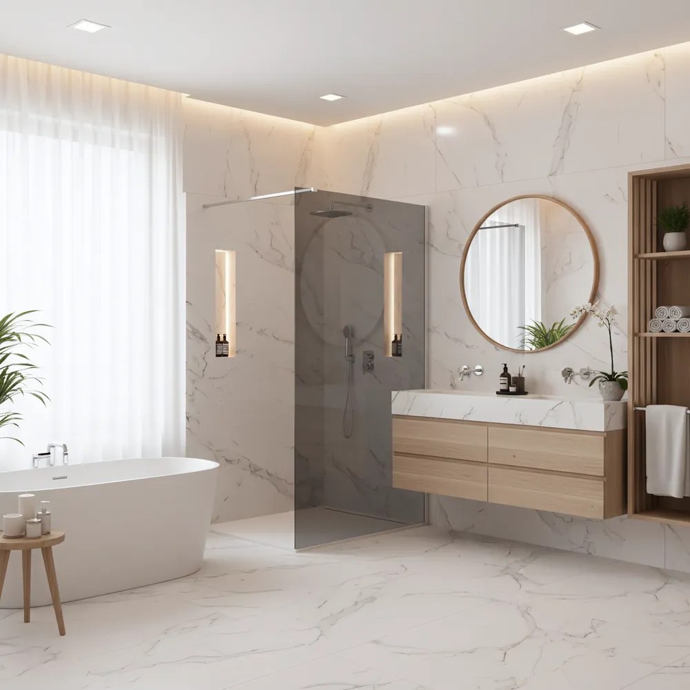 Paravan de dus fumuriu Rea Flexi Grey 120 cm crom