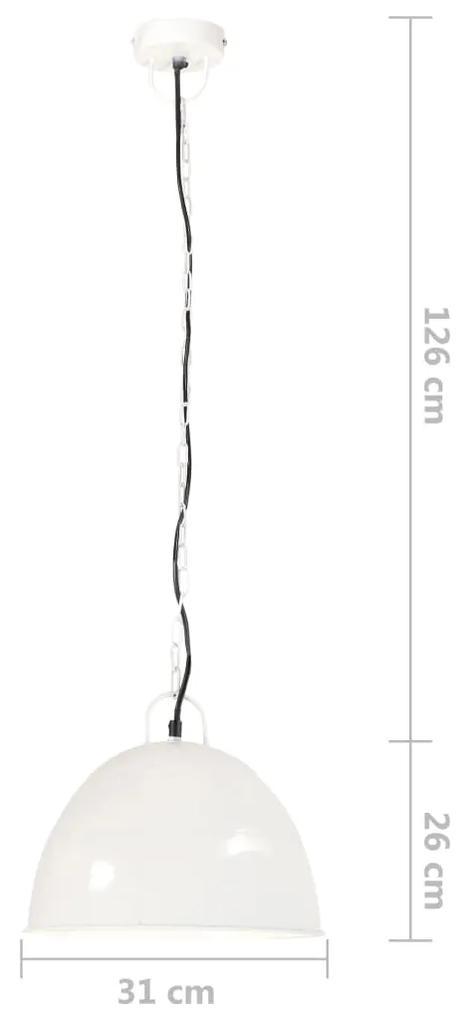 Lustra industriala vintage, 25 W, alb, rotund, 31 cm, E27 1, Alb,    31 cm, Alb