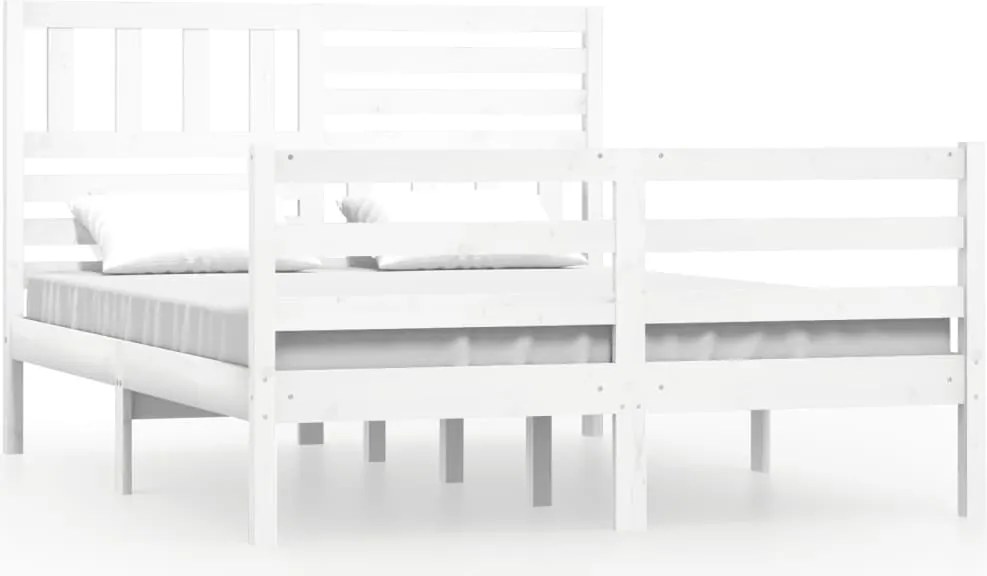 vidaXL Cadru de pat, alb, 160x200 cm, lemn masiv