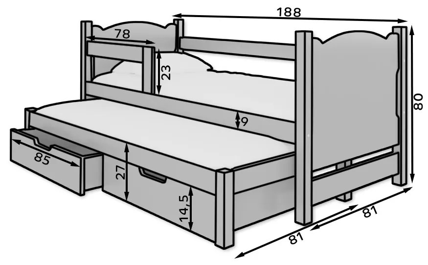 Pat pentru copii, extensibil180x75 cm. 1052093