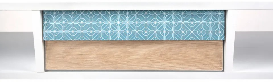 Consola Megan Alb / Albastru / Lemn