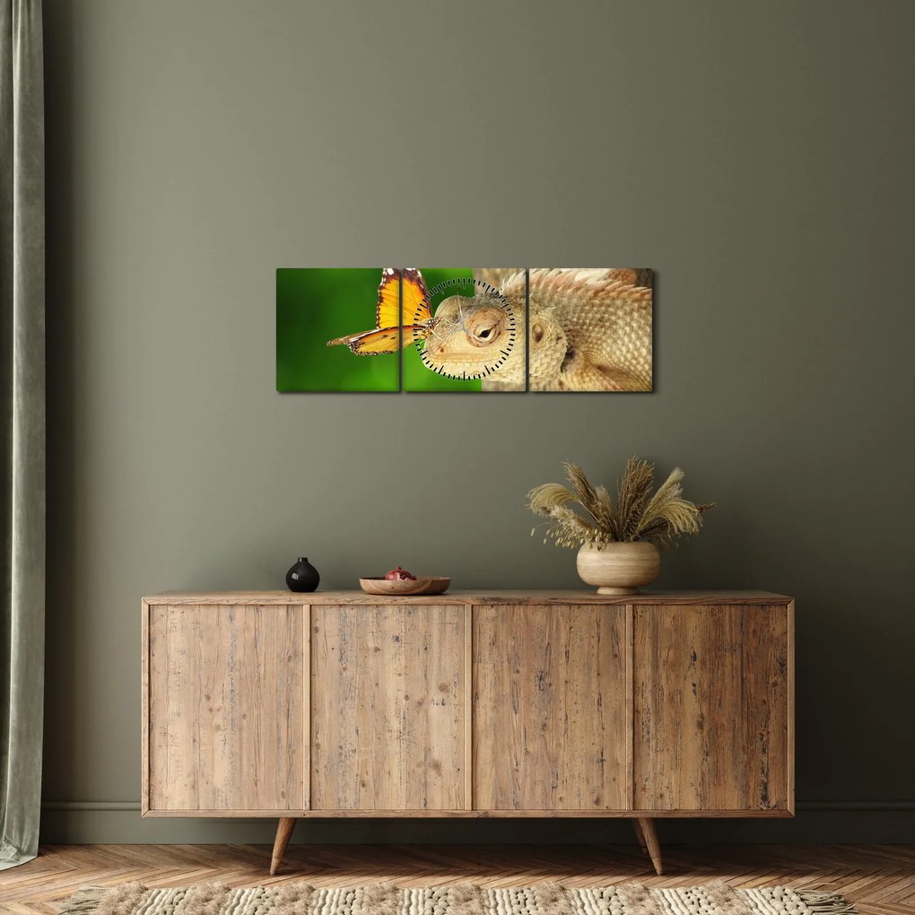 Tablou - Șopârlă (cu ceas) (90x30 cm)