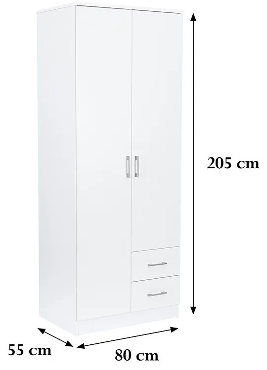 Dulap Miami 80x205 cm alb-alb