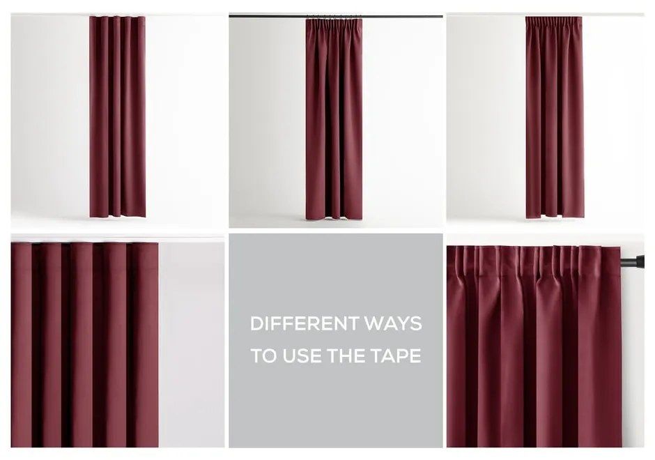 Draperie burgundy termoizolantă/dimout (semi-opacă) 140x245 cm Kierra – Restilo