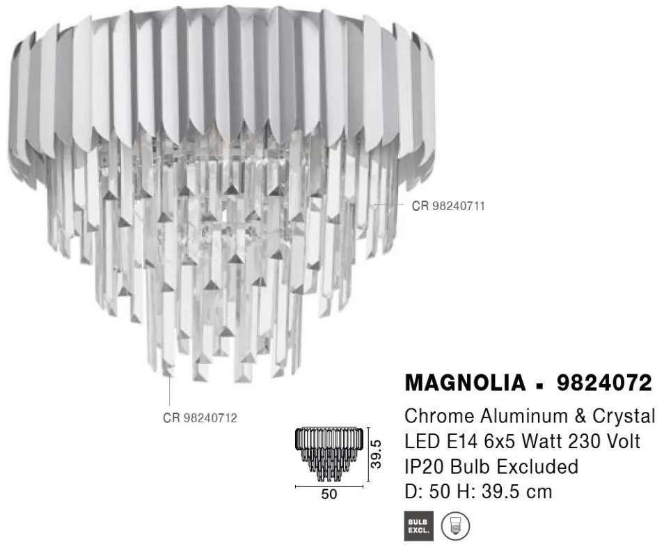 Lustra aplicata design elegant MAGNOLIA crom