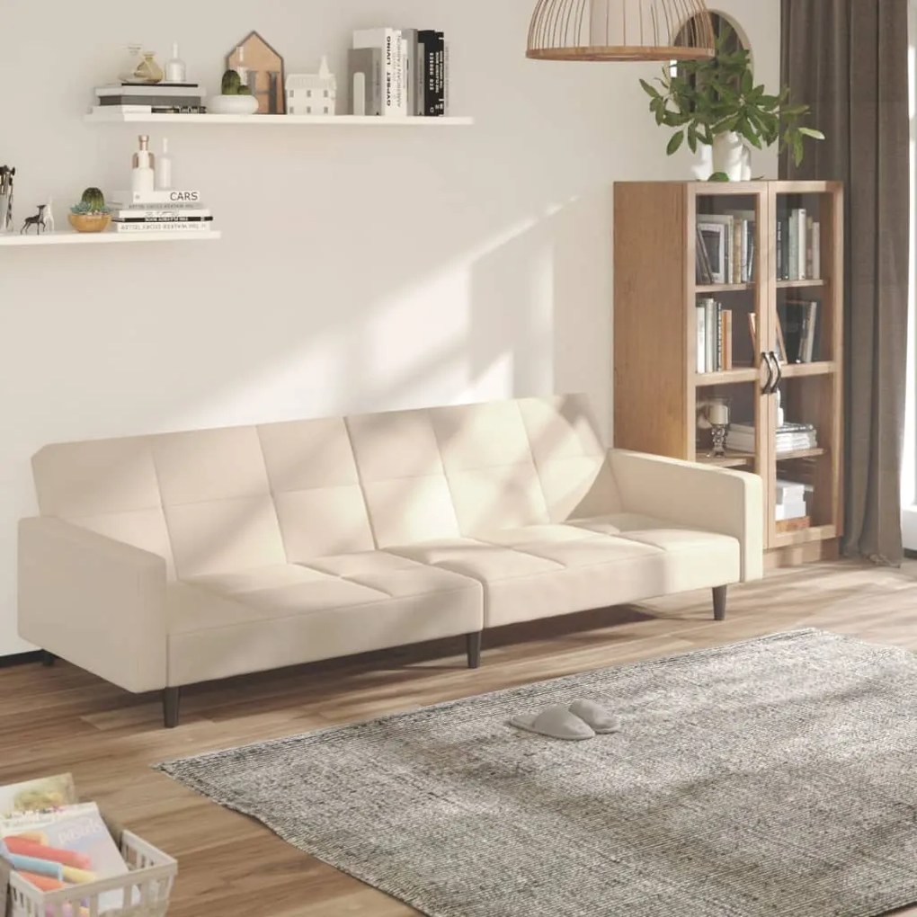 340682 vidaXL Canapea extensibilă cu 2 locuri, crem, microfibră