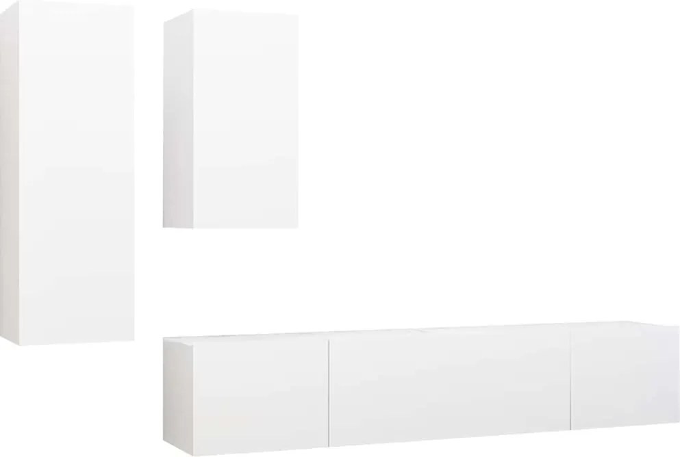 vidaXL Set dulapuri TV, 4 piese, alb, lemn prelucrat