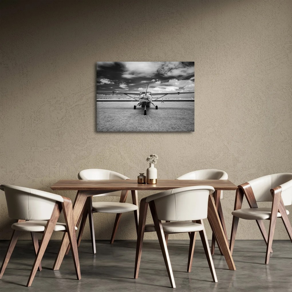 Tablou - Avion alb-negru și alb-negru (70x50 cm)