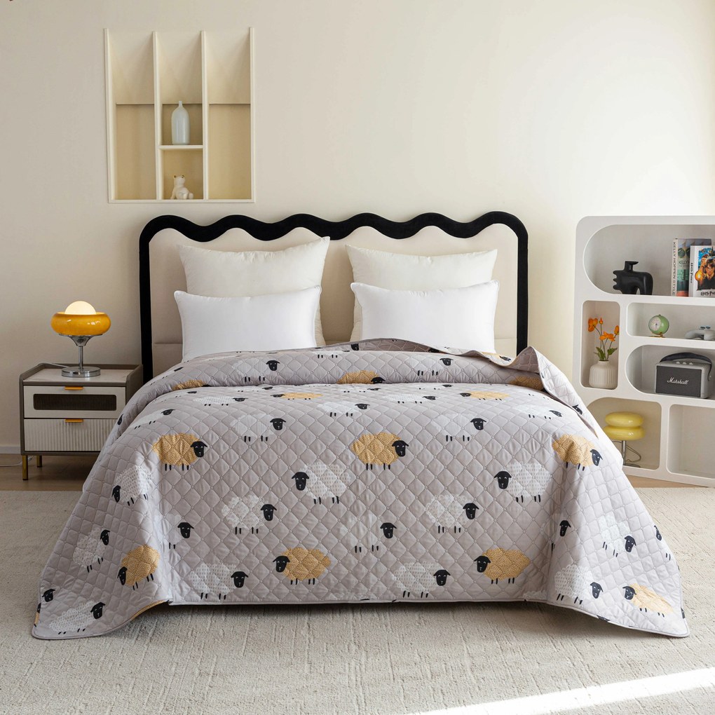 Cuvertura de pat SHEEP DREAM gri Dimensiune: 170 x 210 cm