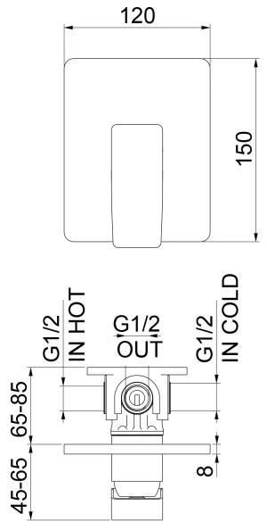 Sapho - Baterie de duș cu montaj încastrat TURSI, negru mat