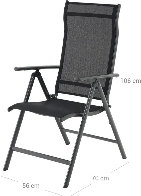 Scaune de grădină RIVIERA, set 2 buc., negru SongmicsHome