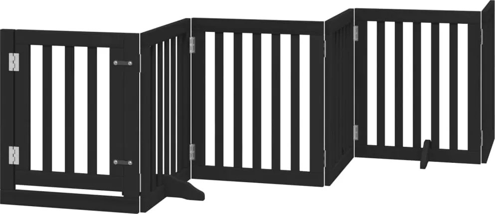 vidaXL Poartă câini pliabilă cu ușă 6 panouri negru, 300 cm, lemn plop