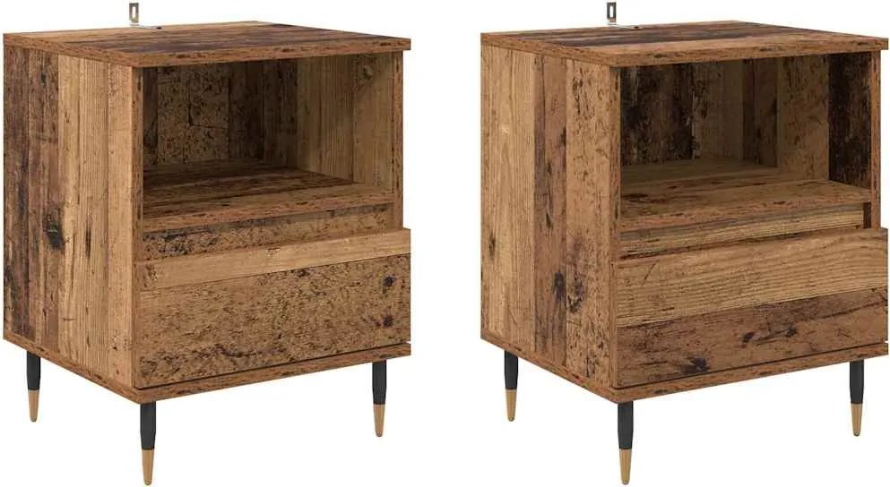 vidaXL Dulap de noapte 2 pcs Lemn vechi 40 x 35 x 50 cm Lemn compozit