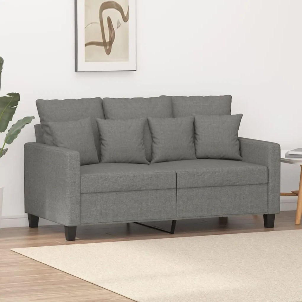 348824 vidaXL Canapea cu 2 locuri, gri închis, 120 cm, material textil