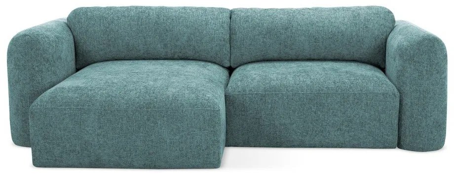 Colțar albastru extensibil/cu spațiu de depozitare cu tapițerie din chenille (cu colț pe partea stângă/cu șezlong) Mele – Makamii