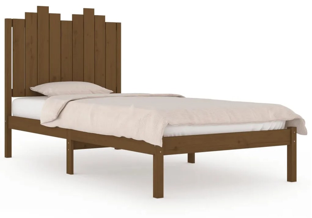 3103746 vidaXL Cadru de pat single, maro miere, 90x190 cm, lemn masiv de pin
