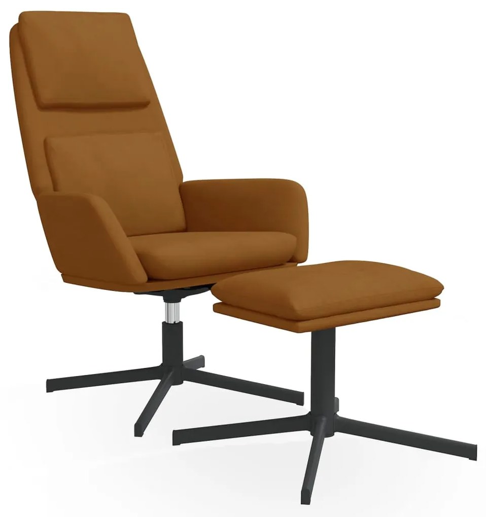 3097806 vidaXL Scaun de relaxare cu taburet, maro, catifea