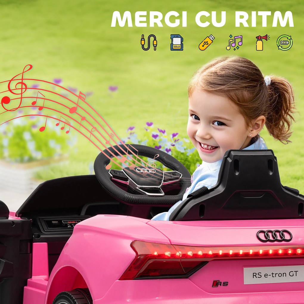 HOMCOM Mașină Electrică pentru Copii de 5 Ani cu Licență Audi cu Telecomandă Roz | Aosom Romania