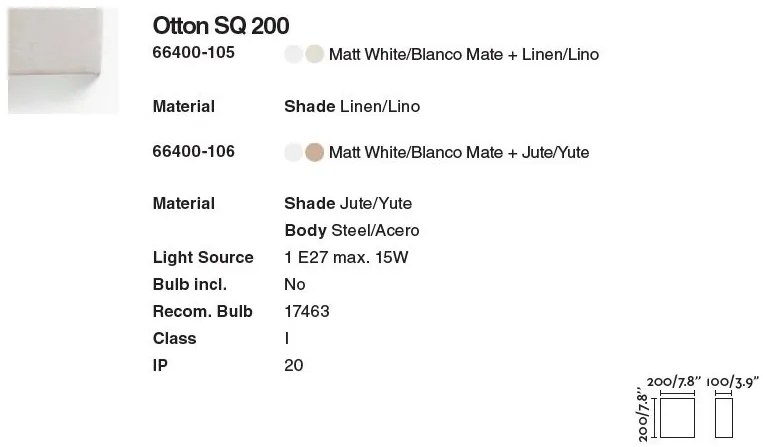 Aplica de perete ambientala design natural OTTON SQ 200 iuta