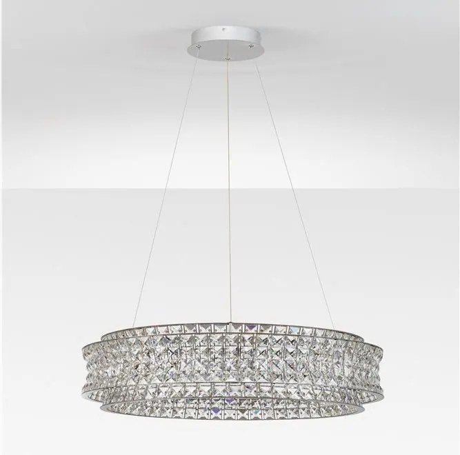 Lustra suspendata LED crom, cristale sticla CELYSIA 80cm