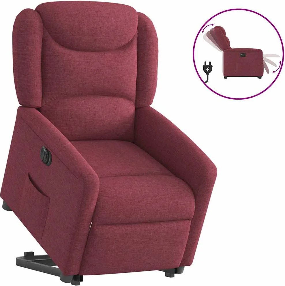 vidaXL Fotoliu electric rabatabil cu ridicare, roșu vin, textil