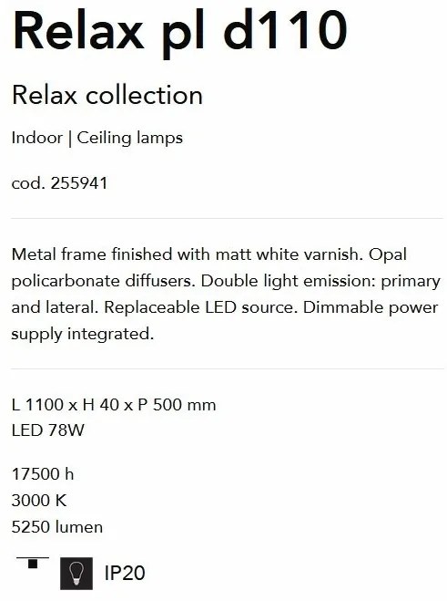 Plafoniera LED moderna design slim RELAX PL D110