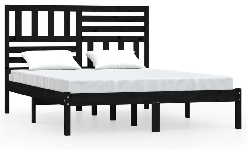 3101037 vidaXL Cadru de pat, negru, 160x200 cm, lemn masiv de pin