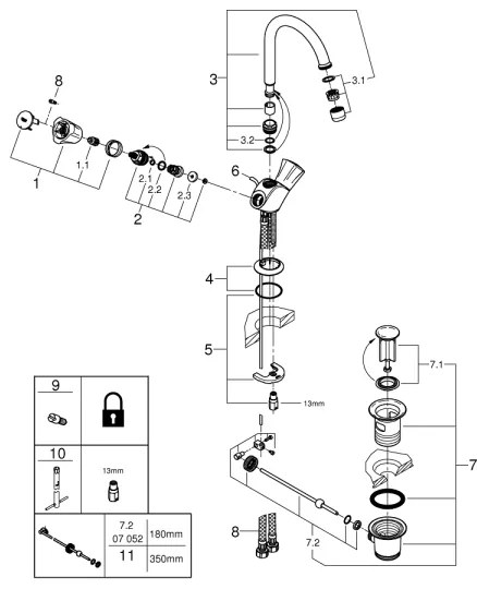 GROHE 21375001 - Baterie pentru lavoar COSTA L, crom lucios