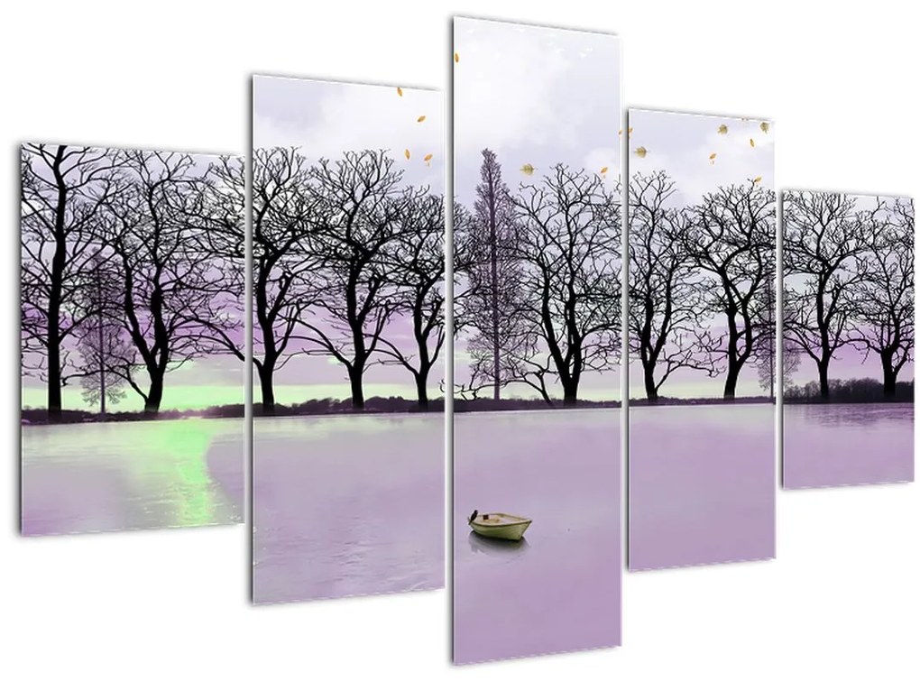 Tablou - Barcă pe lac (150x105 cm)