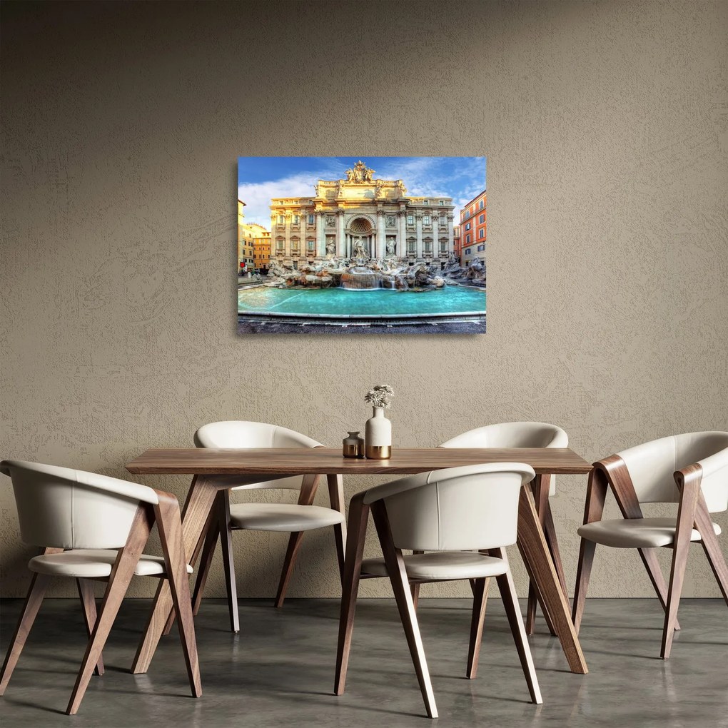 Tablou pe sticlă - Fântâna Trevi (70x50 cm)