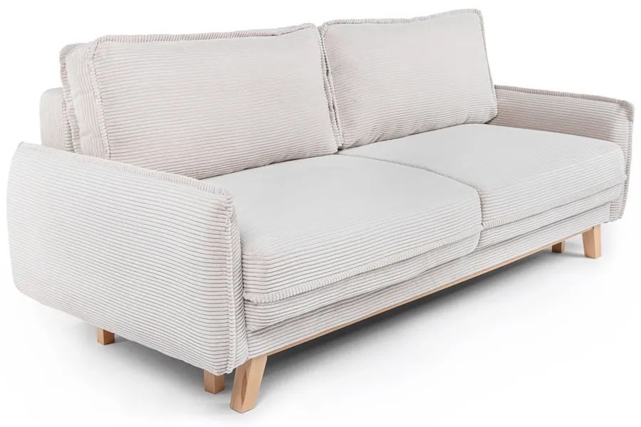 Canapea bej extensibilă cu tapițerie din catifea reiată 218 cm Tori – Bonami Selection