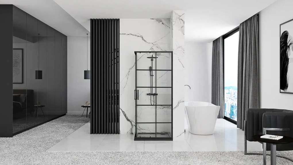 Cabina de dus Rea Concept Black 90x90 cm