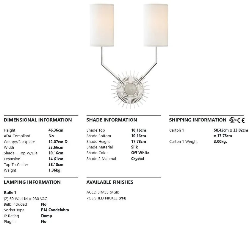 Aplica de perete design deosebit BORLAND nichel lucios